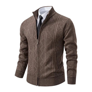 High-Collar Knit Cardigan
